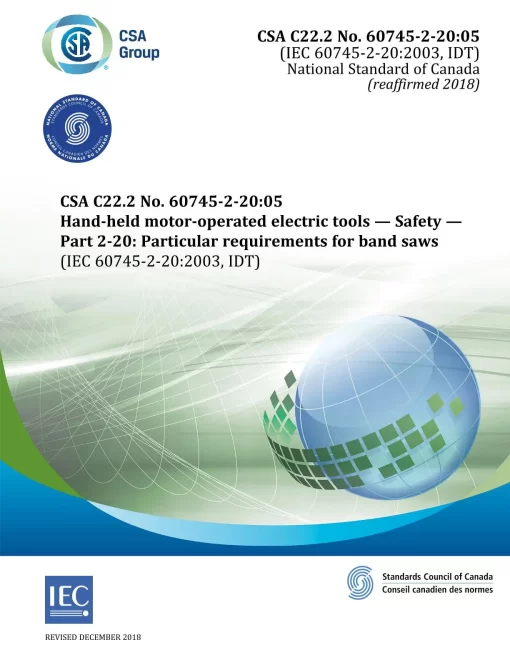 CSA C22.2 NO. 60745-2-20-05 (R2018) pdf