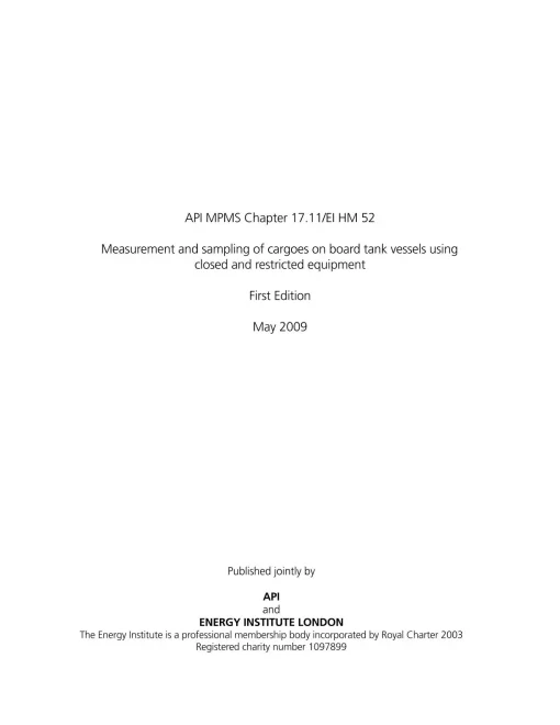 API MPMS Chapter 17.11 / EI HM 52 (R2014) pdf