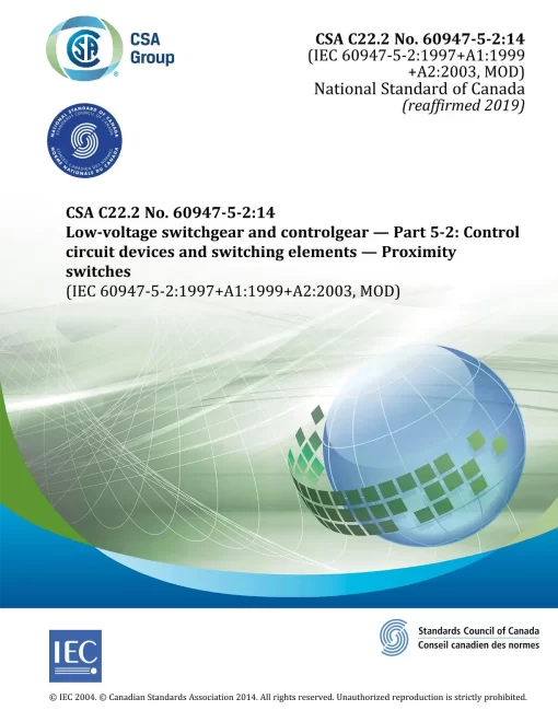 CSA C22.2 No. 60947-5-2-14 (R2019) pdf