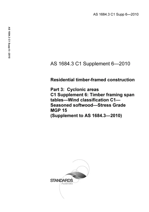 AS 1684.3 C1 SUPP 6-2010 pdf