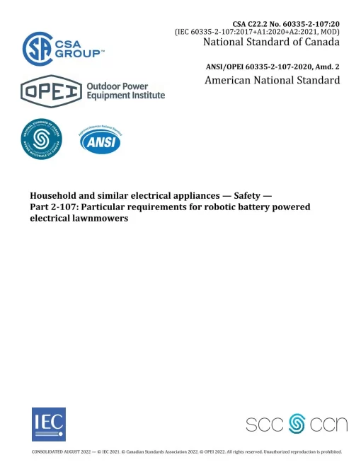 CSA C22.2 NO. 60335-2-107:20 +A2:22 (CONSOLIDATED) pdf