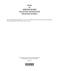 ASME B16.10-2022 Errata pdf