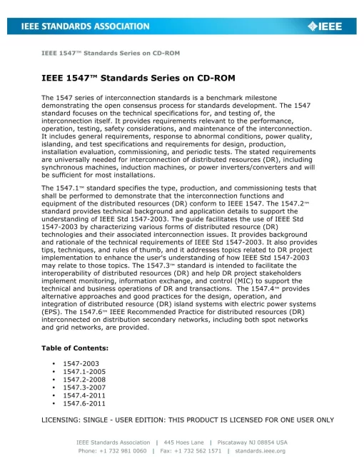 2011 IEEE 1547 Standards Series on CD-ROM pdf