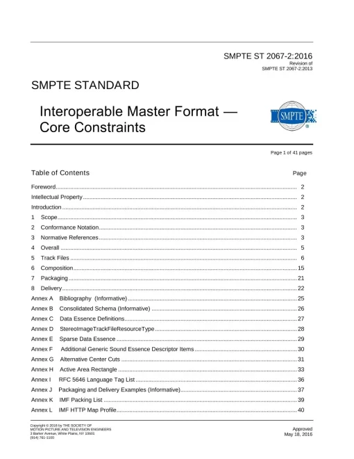 SMPTE ST 2067-2:2016 pdf