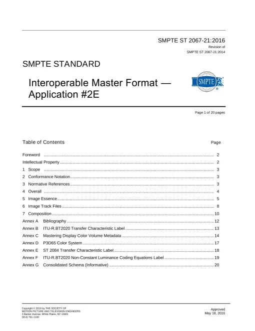 SMPTE ST 2067-21:2016 pdf