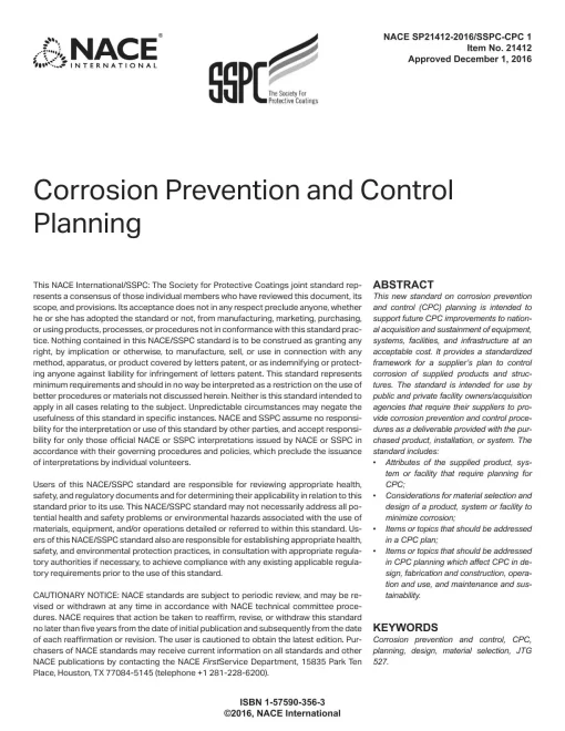 NACE SP21412-2016/SSPC-CPC 1 pdf