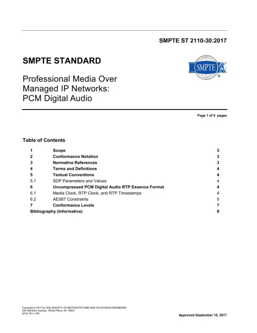 SMPTE ST 2110-30:2017 pdf