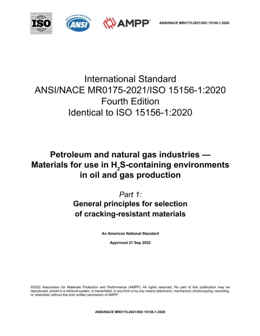 NACE MR0175-2021/ISO 15156-1:2020 & Technical Circulars 1, 2, & 3 pdf