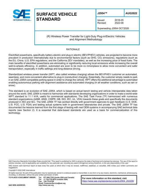 SAE J2954_202208 pdf