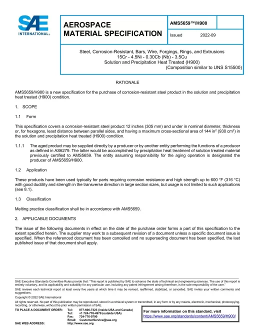 SAE AMS5659/H900 pdf