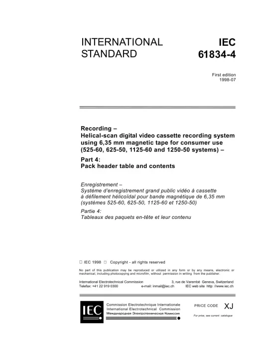 IEC 61834-4 Ed. 1.0 en:1998 pdf