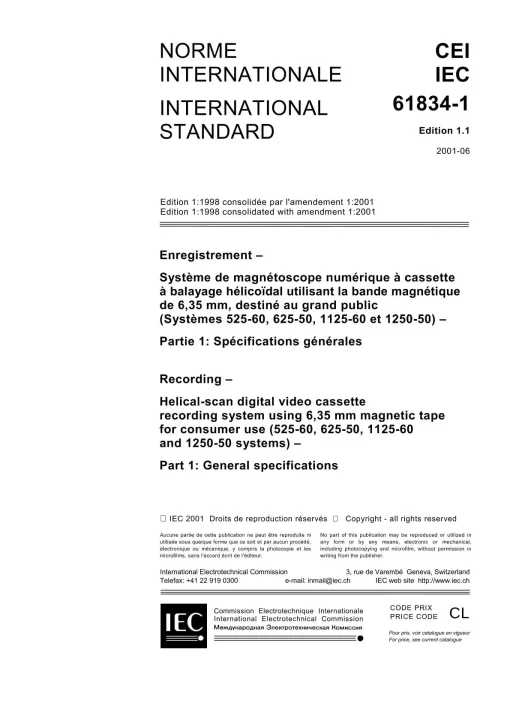 IEC 61834-1 Ed. 1.1 b:2001 pdf